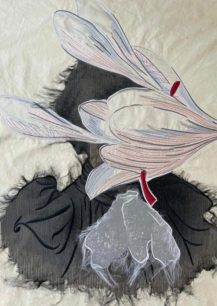 Artwork of a photo embroidery of plants.