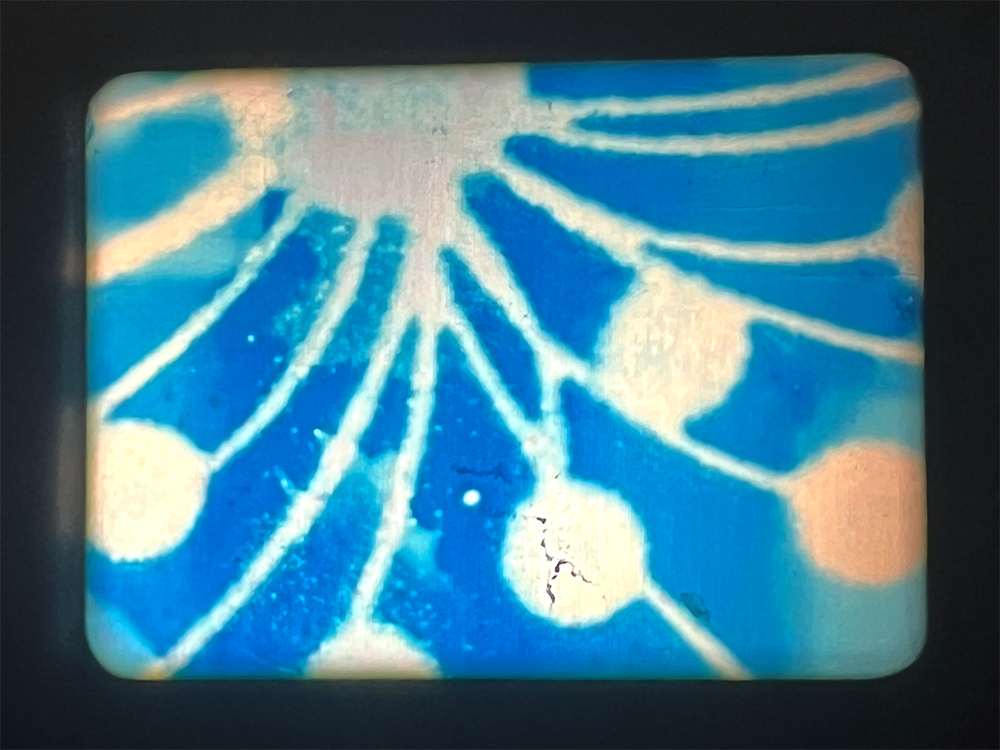 Abstract cyanotype film projection