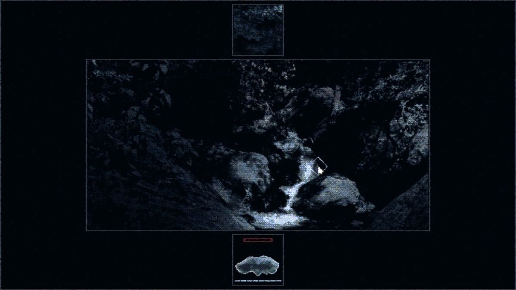 A dark video game environment with a mouse cursor.