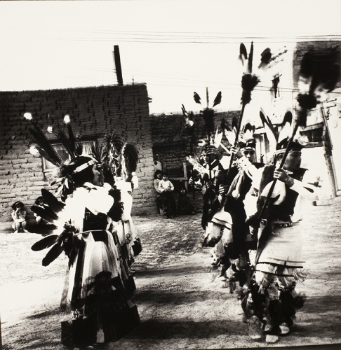 <strong>John Wood</strong>San Juan Pueblo, Dance, New Mexico,ca. 1965Gelatin silver print,19.5 x 18.5 cm diameterVisual Studies Workshop Collection,Gift of the artist1975:0012:0001